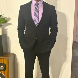 Zanotti ZNT18 Black Slimfit Suit Size 40R